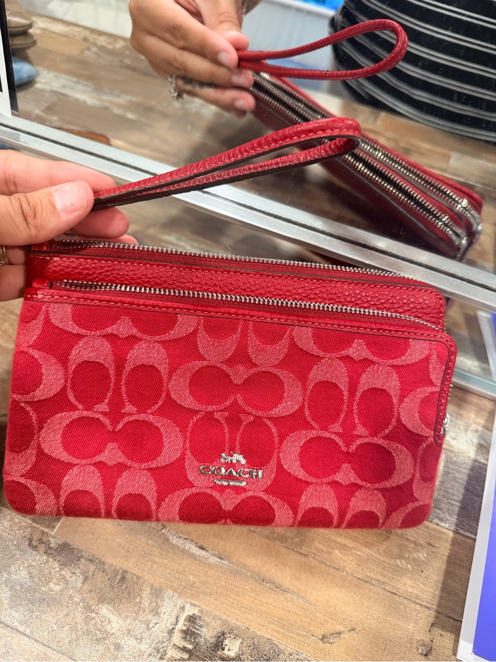 Coach double zip wallet Wristlet - Red